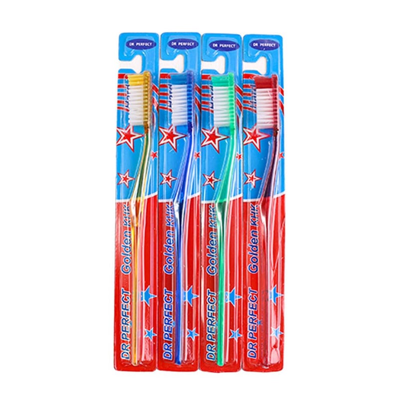 DR PERFECT Adult Smokerâ€™s Toothbrushes Firm Toothbrush Super Hard Bristles for Teeth Whitening Pack of 4 - Image 1